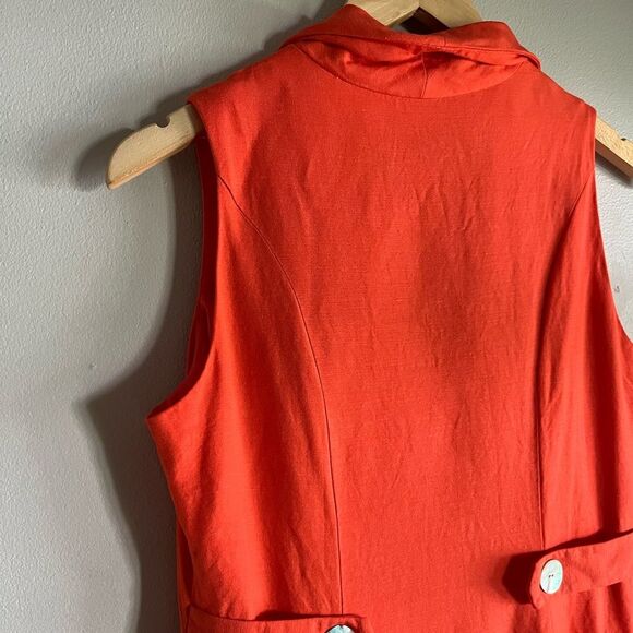 Vintage Coldwater Creek Orange Linen Blend Dress 8 Button Front Y2K Cottagecore - Picture 8 of 9